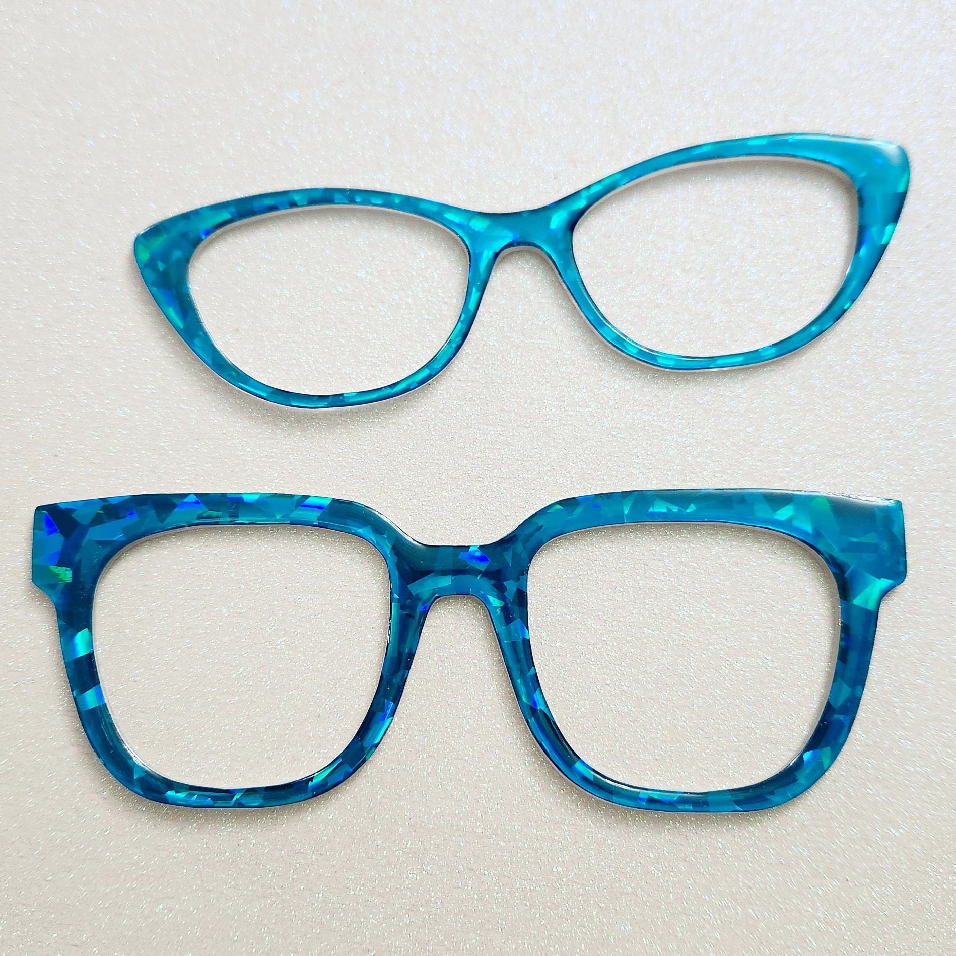 PRIMARY PK156-TEALCRYSTAL-48 Eyeglasses Eye Glasses TealCrystal TealCrystal Auth Transparent Teal Thick Acetate Geometric Eyeglasses - Vector main image 2