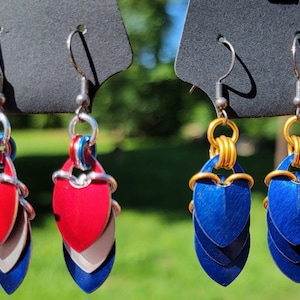 Handmade Anodized Aluminum Scale Earrings - Lightweight, Colorful, Unique