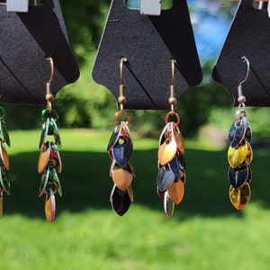 Handcrafted Petite Baby Scale Chainmail Earrings - Anodized Aluminum or Steel