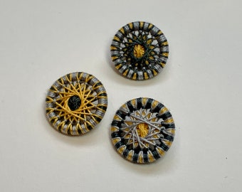 Lauren Grey Yellow 3/4 Inch Buttons -- Set of 3