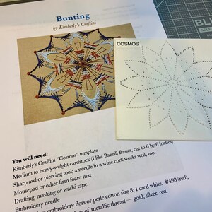 Bunting/Cosmos - DIY Pattern/Template for Punched Paper Embroidery