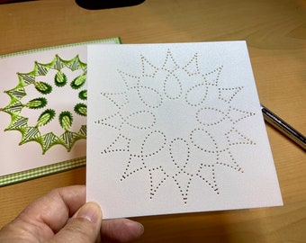 Green Lantern/Snow Star - DIY Pattern/Template for Punched Paper Embroidery