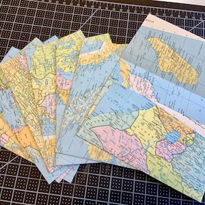 Vintage Old Map Page Envelopes for Junk Journals, Art Journals, Cards and RSVP