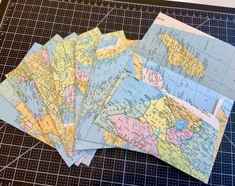 Vintage Old Map Page Envelopes for Junk Journals, Art Journals, Cards and RSVP
