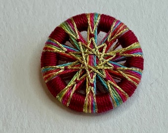 Red Kaleidoscope 1-1/8 Inch Button -- One