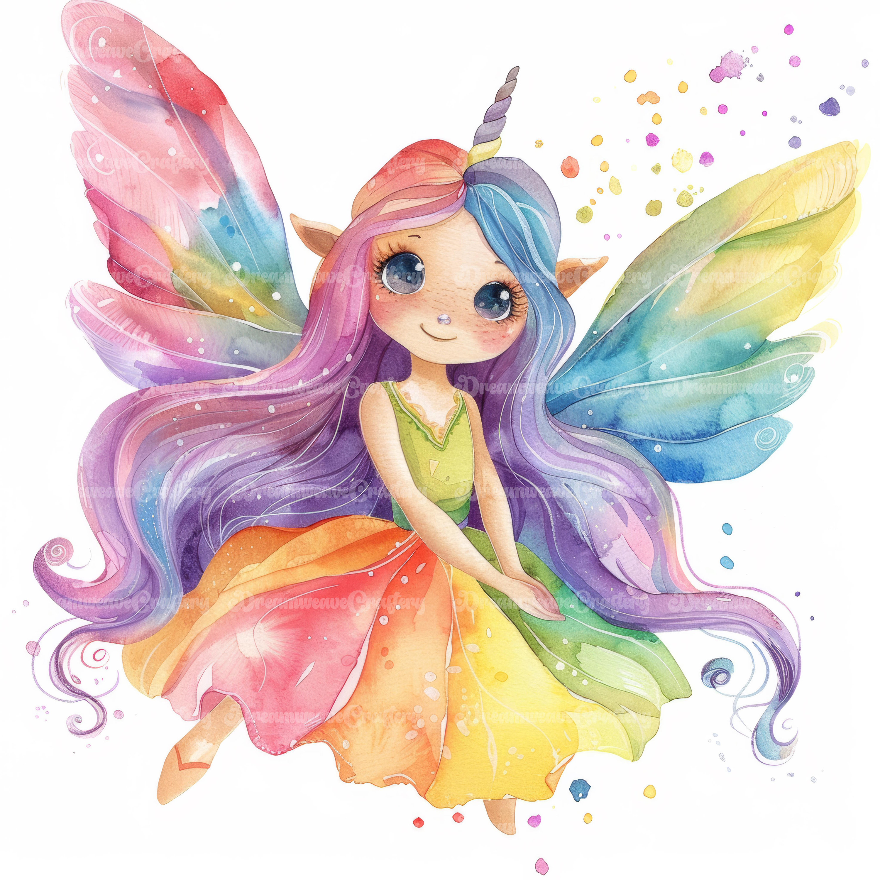 10-cartoon-rainbow-fairy-clipart-fantasy-watercolor-art-printable-high