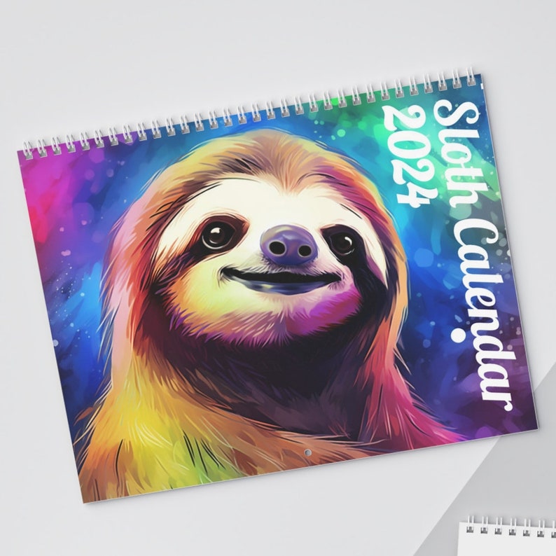 2024 Cute Sloth Wall Calendar Printable Calendar Desk Etsy