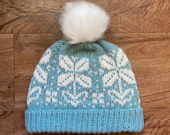 Snowflower hat knitting pattern