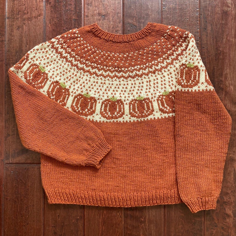 Pumpkins sweater knitting pattern image 1