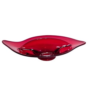 Viking Glass Epic Line Red Amberina Mid Century Modern Oblong 2 Part Relish Dish