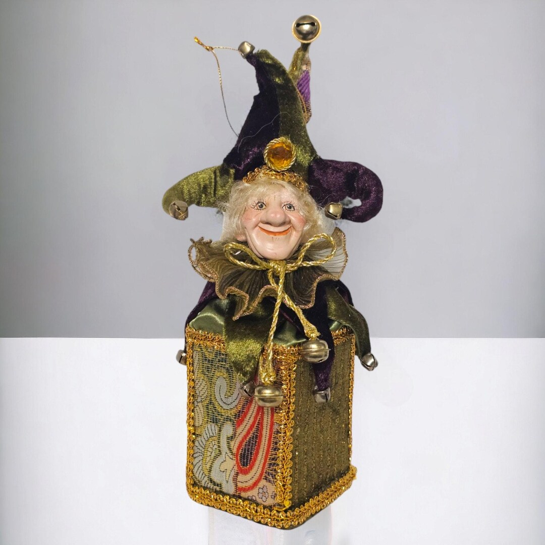 Renaissance Jester Fool Jack in the Box Mardi Gras Christmas Ornament ...
