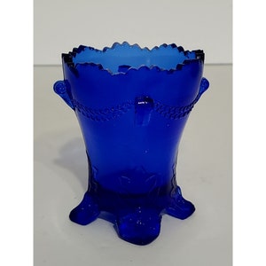 Vintage Cobalt Glass Colonial Drape Toothpick by Degenhart Crystal Glass Co READ
