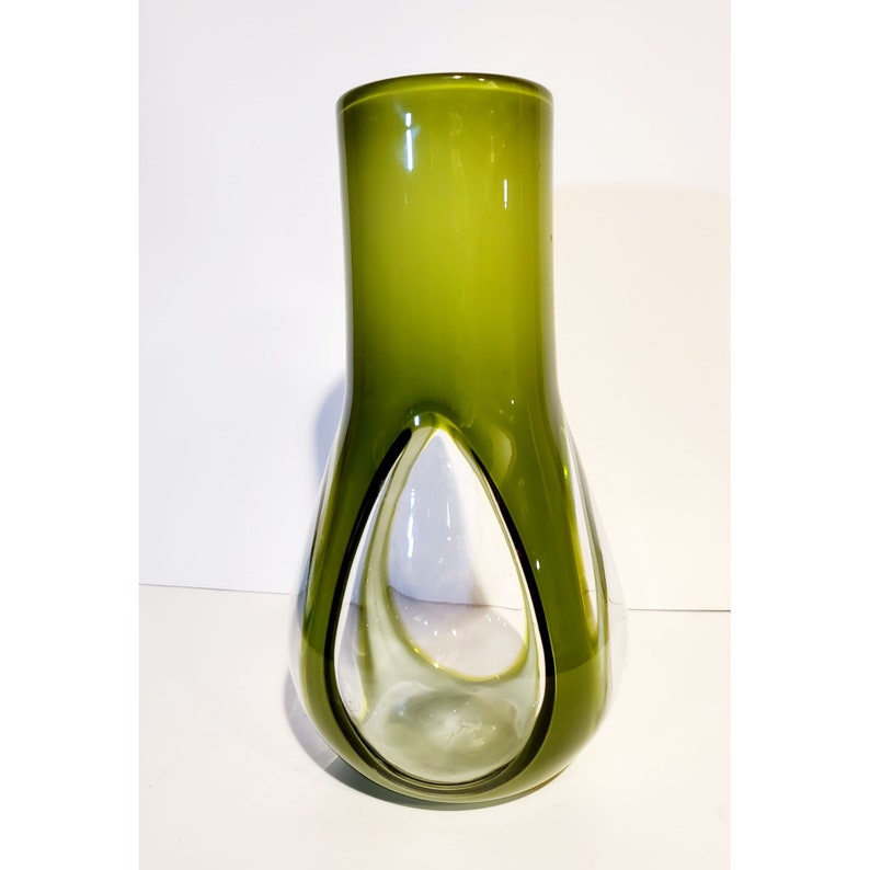 Cased Art Glass Vase Finestre Windows Hand Blown Unbranded MCM Etsy