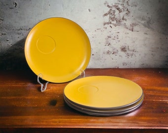 Vintage Jonas Roberts Terra Stone Snack Plates Curry Yellow Set of 4
