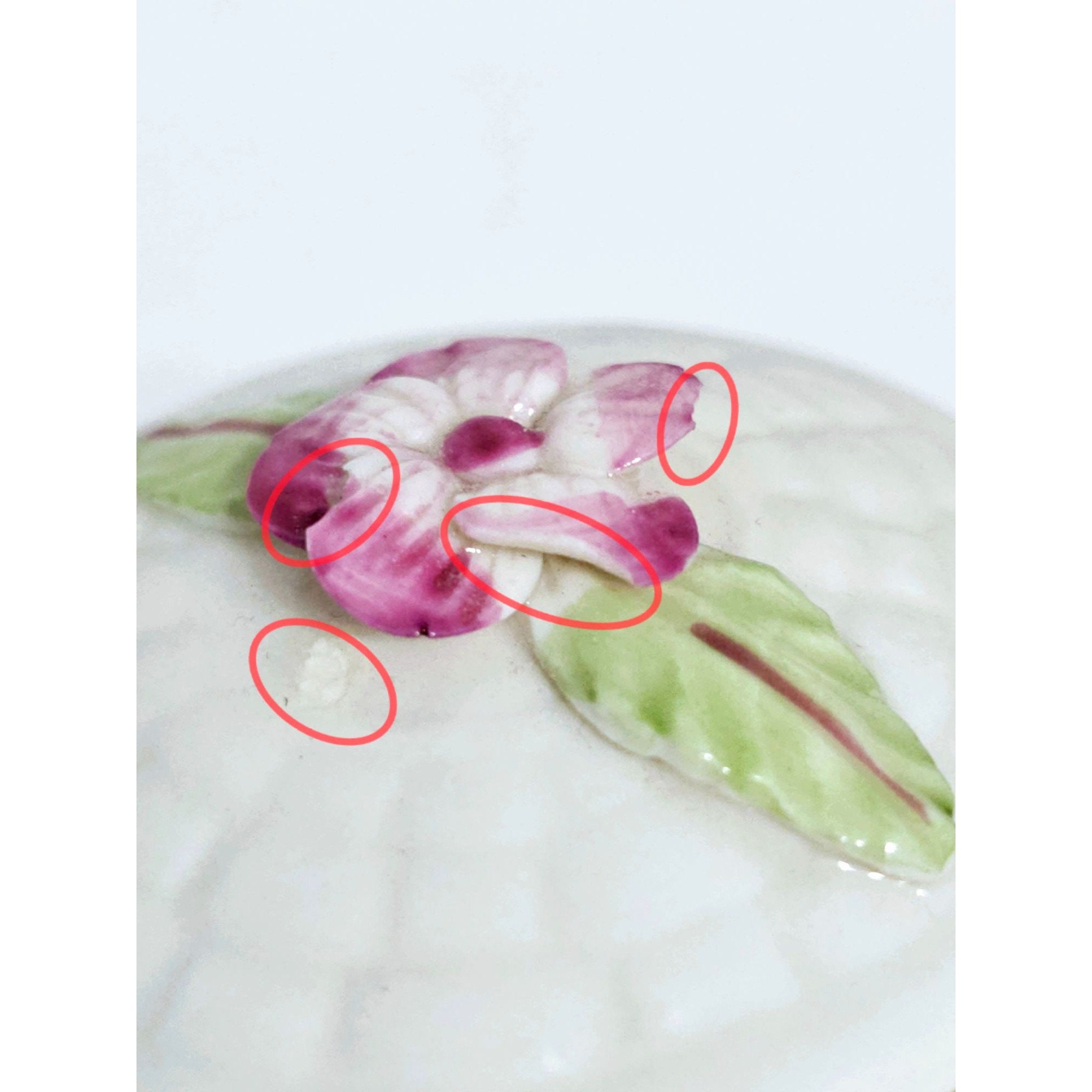 Vintage Belleek August Sweet William Flower of the Month Hinged Trinket