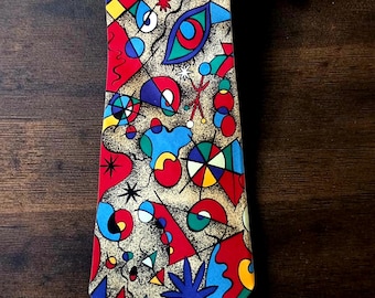 Vintage Museum of Fine Arts Boston Joan Miro Surrealist Art 100% Silk Tie