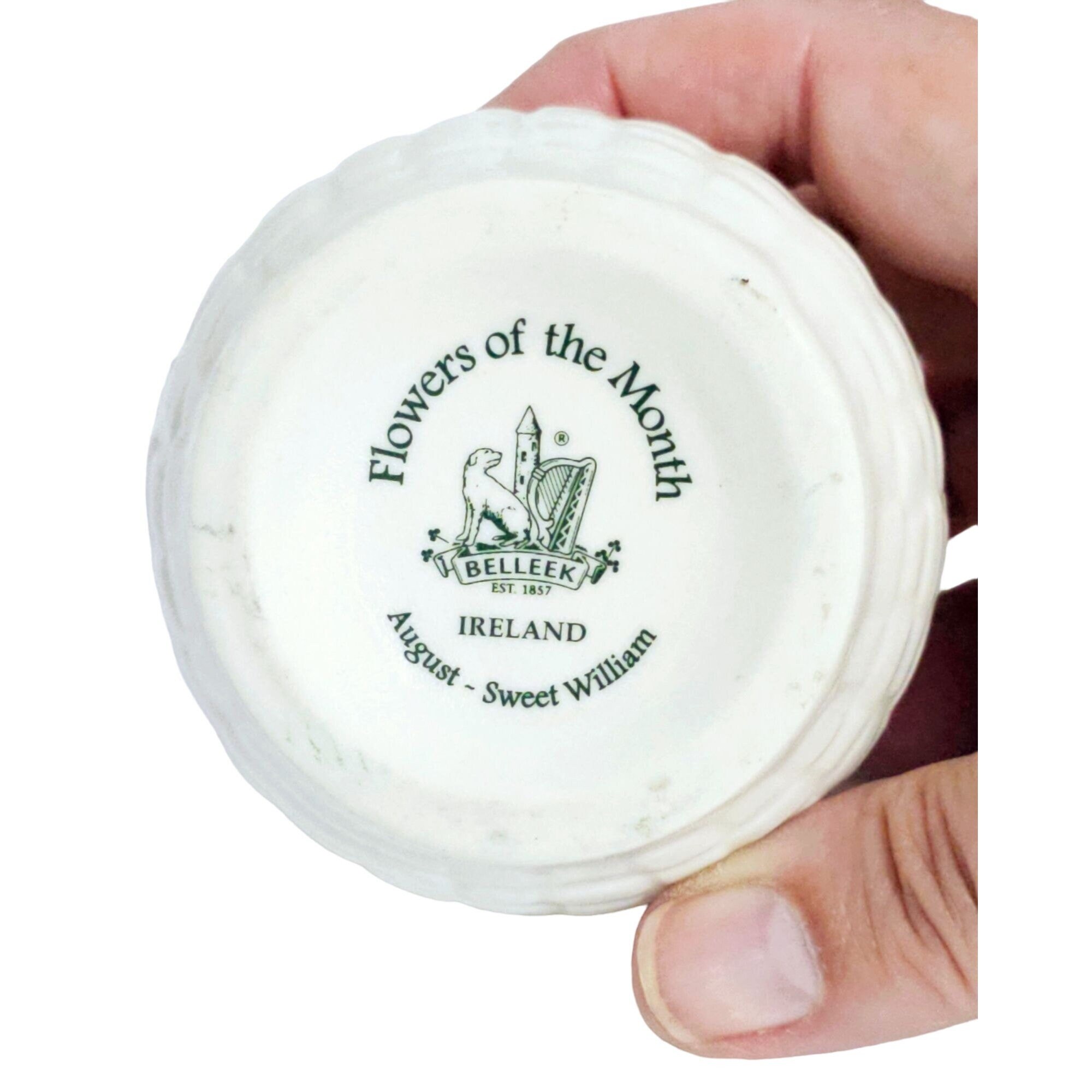Vintage Belleek August Sweet William Flower of the Month Hinged Trinket
