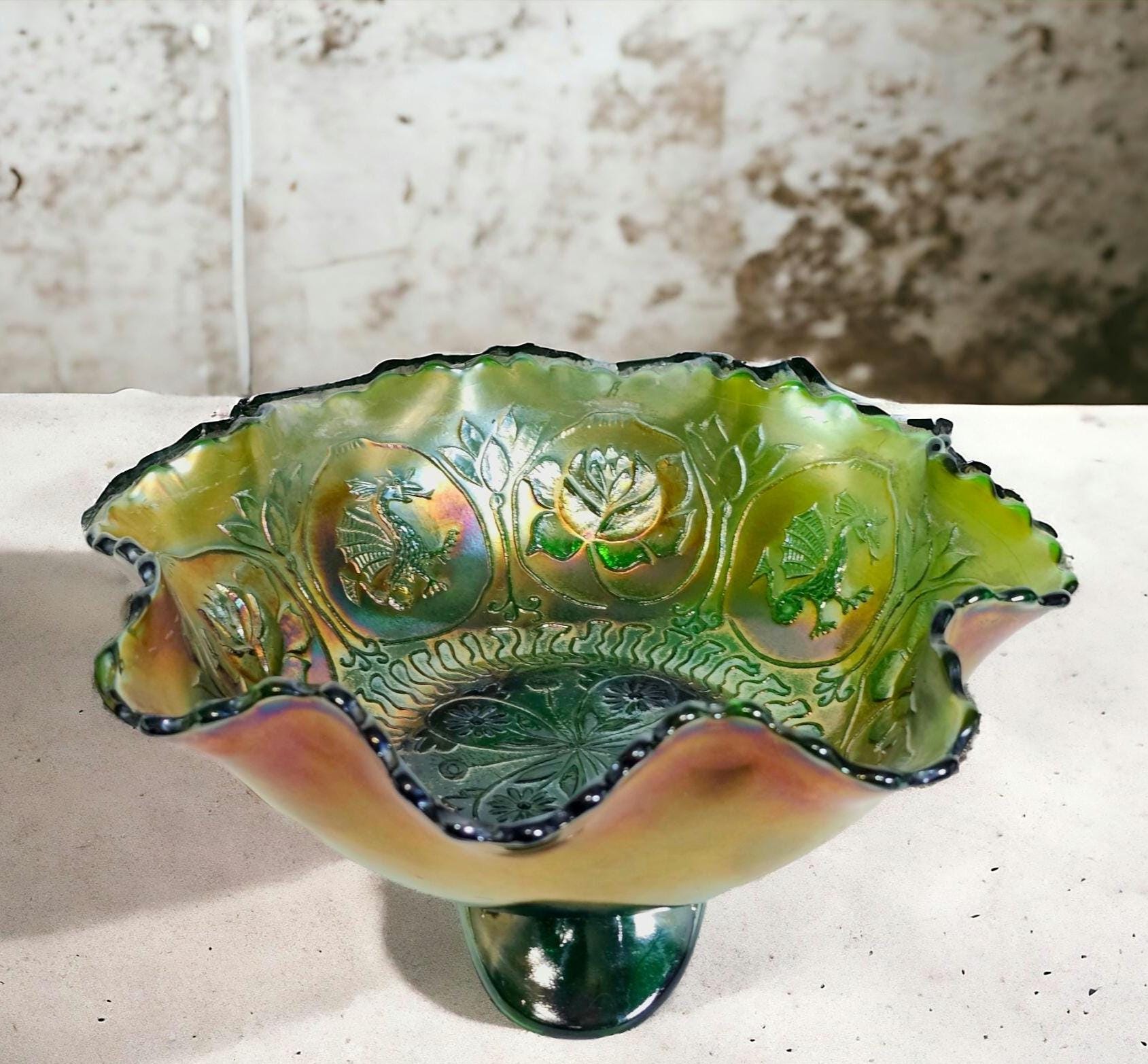 【ひびあり】フェントン ドラゴン ロータス カーニバルガラス Carnival Glass Dragon and Lotus - Etsy