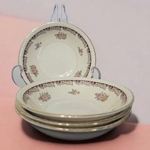G3497 By Homer Laughlin Eggshell Georgian 5.38&quot; Fruit Dessert Bowls Set of 4 Vtg