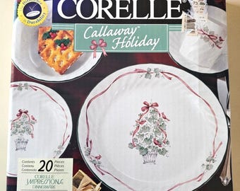 Vtg Corelle Calloway Holiday 20 Piece 4 Place Settings Discontinued Pattern NOS