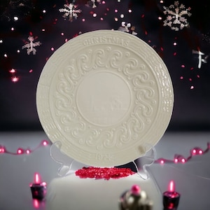 Vintage Belleek Devenish Isle Lough Erne 1974 Christmas Plate Irish Parian China