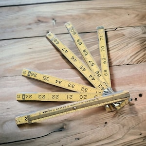 Vintage Wards Master Quality No.4065 Folding 72&quot; Ruler 6&quot; Brass End Extension