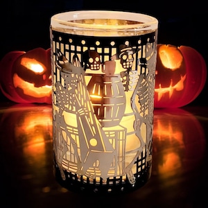 Jose Guadulupe Posada Partying Skeletons Pierced Metal Votive Holder Halloween