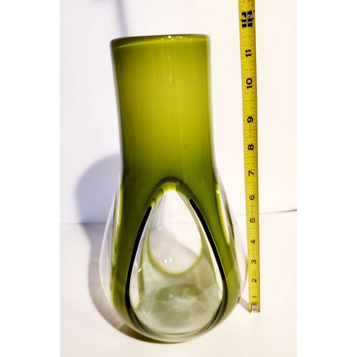 Cased Art Glass Vase Finestre Windows Hand Blown Unmarked Etsy