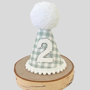 Green gingham party hat, 1st birthday hat, Gingham style, Gingham outfit, Cake smash hat, 1st birthday