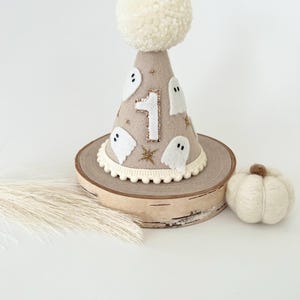 Boho spooky party hat, Ghost party hat, Natural hat, Halloween, 1st birthday hat, Spooky one