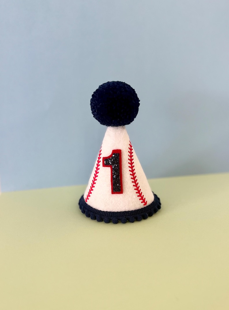 Baseball party hat, Baseball 1st birthday, cake smash, sport theme birthday hat, 1st birthday image 5