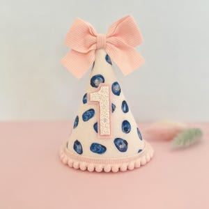 Blueberry Pink  Bow 1st Birthday Party Hat, Blueberry Hat, Girl blueberry Birthday Outfit, , Berry 1st birthday