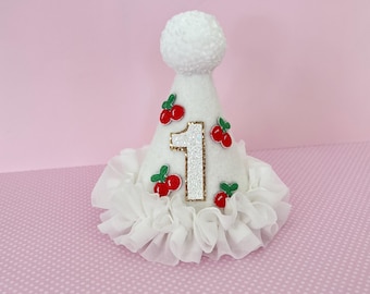 Cherry birthday party hat, Cherry 1st birthday, Cherry outfit, Cake smash, 1st birthday, Party hat