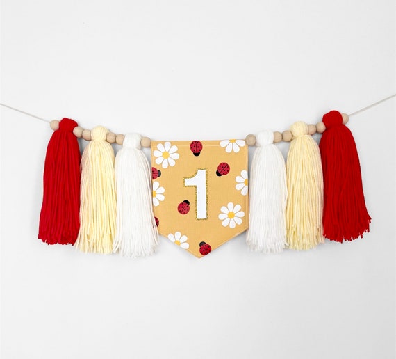 Decorazione Per Seggiolone Primo Compleanno - Ghirlanda Con Nappe, Cappello A Cono E Topper Per Torta