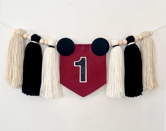 Red and Black First Birthday Mouse Banner, Mouse High Chair Banner, Mouse theme Banner, Mouse 1st Birthday