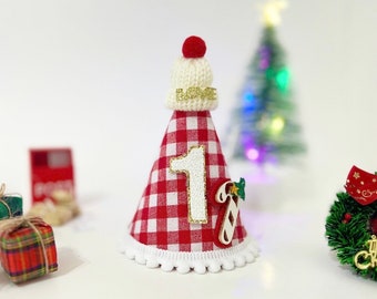 Chapeau de fête d'anniversaire de Noël 1er anniversaire, chapeau de fête de Noël, 1er anniversaire de Noël, chapeau de fête de vacances, anniversaire à thème de Noël et âge Anu