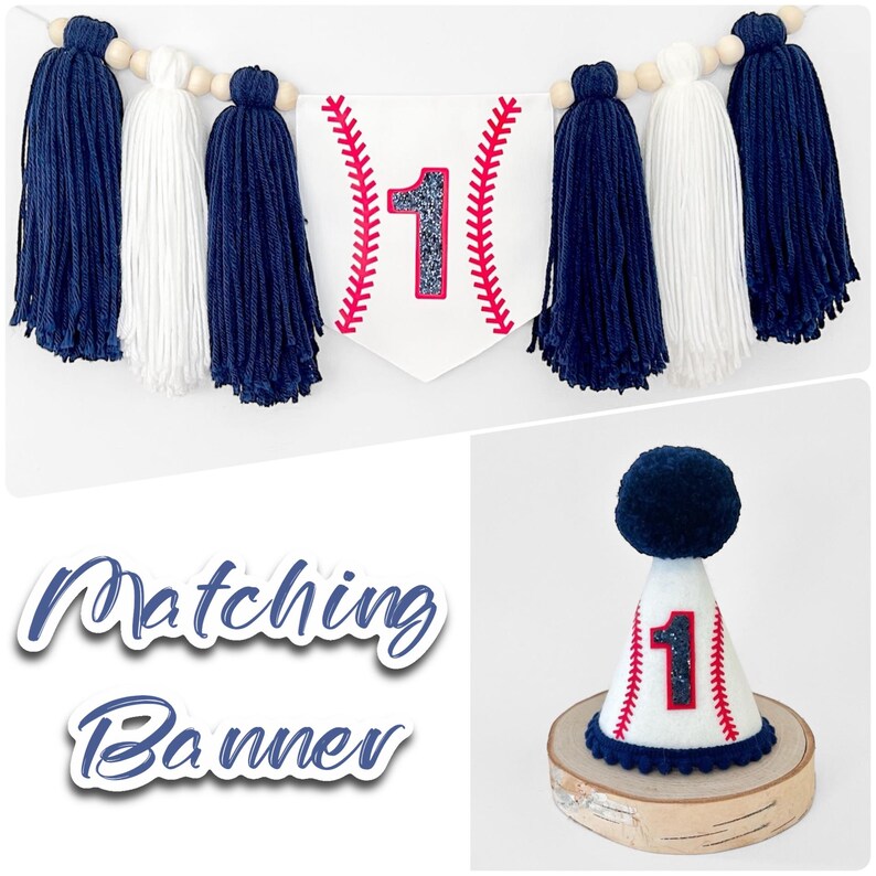 Baseball party hat, Baseball 1st birthday, cake smash, sport theme birthday hat, 1st birthday image 4