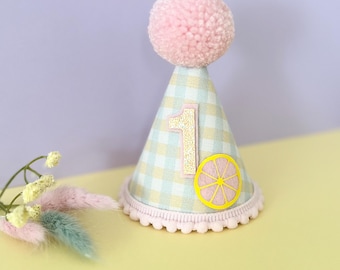 Sombrero de fiesta de limonada rosa, limonada rosa, limonada para primer cumpleaños, corona de limonada para niña, fiesta de cumpleaños de limonada