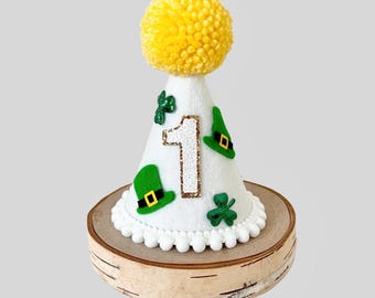 Lucky One birthday party hat, St. Patrick’s theme 1st birthday hat, Lucky One boy 1st birthday
