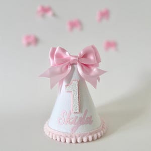 Pink bow party hat, Bow theme hat, Bow birthday hat, Cake smash, 1st birthday, Girl party hat