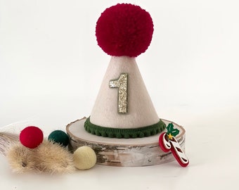 Weihnachten 1. Geburtstag Partyhut, Weihnachtsparty Hut, mein 1. Weihnachten, Weihnachtsgeburtstag, Neujahr Hut, Kuchen zerschlagen Hut, jedes Alter