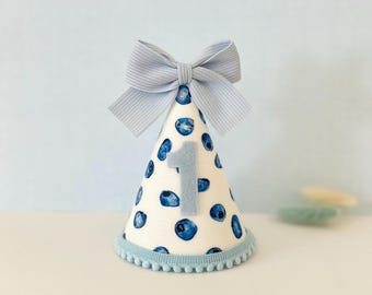 Blueberry bow 1st birthday party hat, Blueberry hat, Girl blueberry birthday, Berry 1st birthday