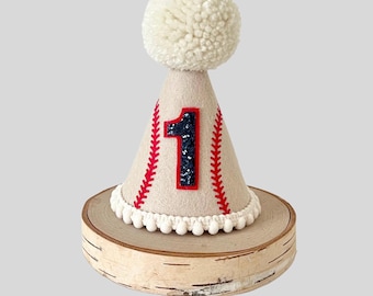 Neutral baseball party hat, Baseball 1st birthday, cake smash, sport theme birthday hat, 1st birthday