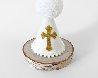 Baptism hat, Kids christening hat, Cross hat, Baptism accessory, Baptism ceremony hat, White cross hat