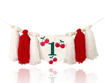 Cherry banner, Cherry 1st birthday garland, Cherry high chair banner, Cherry theme banner, Cherry girl birthday banner