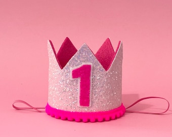 Pink Birthday Crown || Pink 1st Birthday Crown || Pink Girl Crown || Pink Party || Pink Birthday || Any Age
