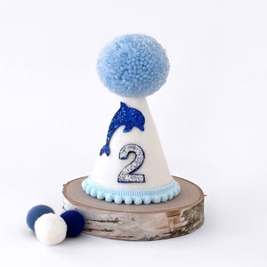 Boy ocean 2nd birthday party hat || boy dolphin birthday hat || Dolphin birthday party || Ocean birthday party || Dolphin boy birthday