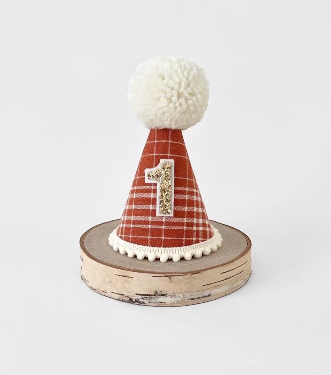 Rust Birthday Rust Plaid Party Hat, Fall Party Hat, Plaid Hat, Rust 1st Hirthday Hat ...