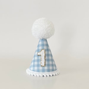 Cappello per la festa del primo compleanno a quadretti blu, Cappello per la festa a quadretti, Cappello per la festa di compleanno blu per bambini, Smash cake, Stile quadretti, Qualsiasi età