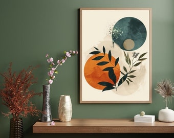 Boho Aesthetic Geometric Botanical Minimalist Wall Art Decor - Etsy
